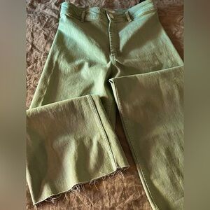 Zara, light green( pistachio) wide-leg jeans